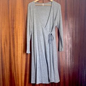 Grey Knit Jersey Wrap Dress from Old Navy